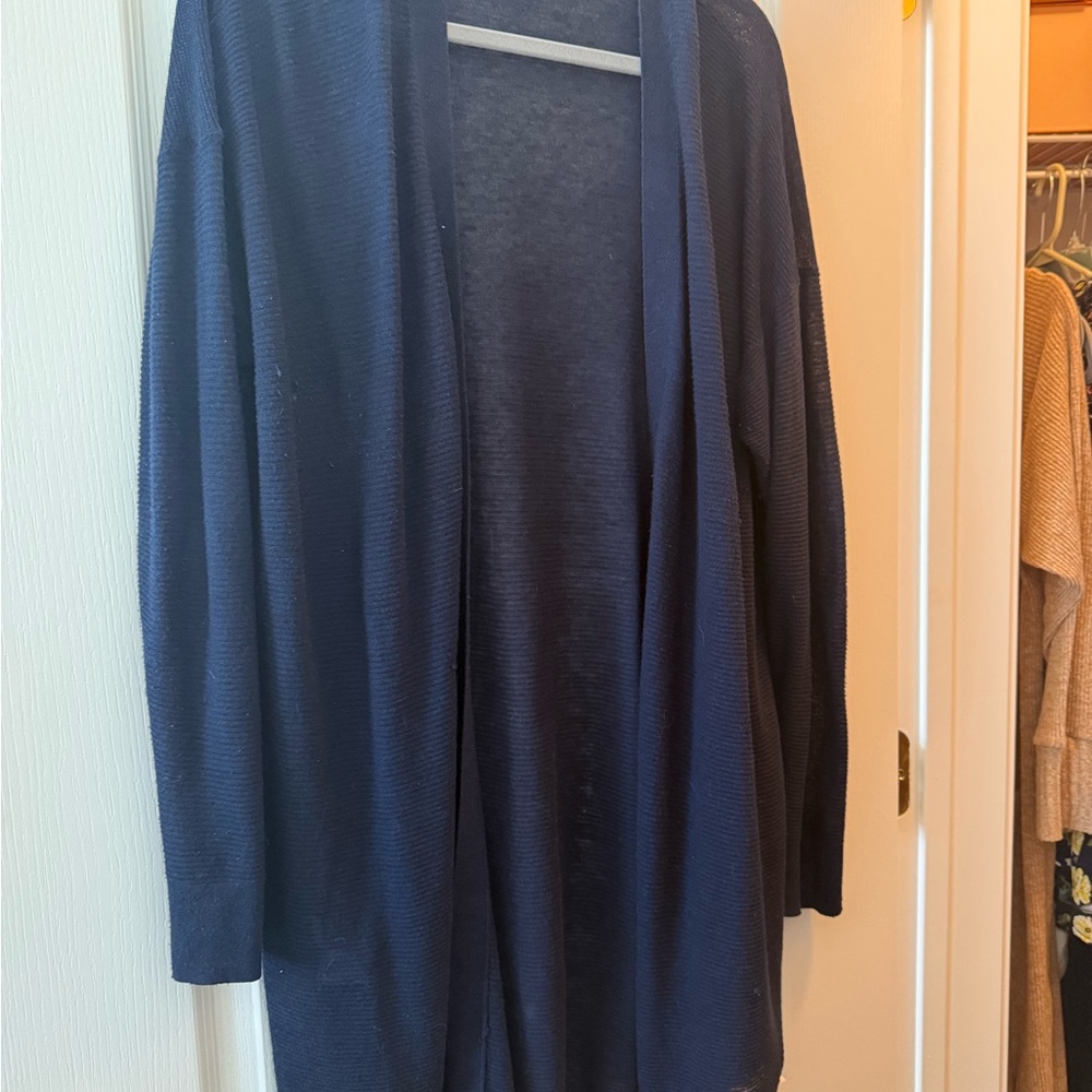 LOFT Blue Cardigan Lightweight Open-Front Sweater
